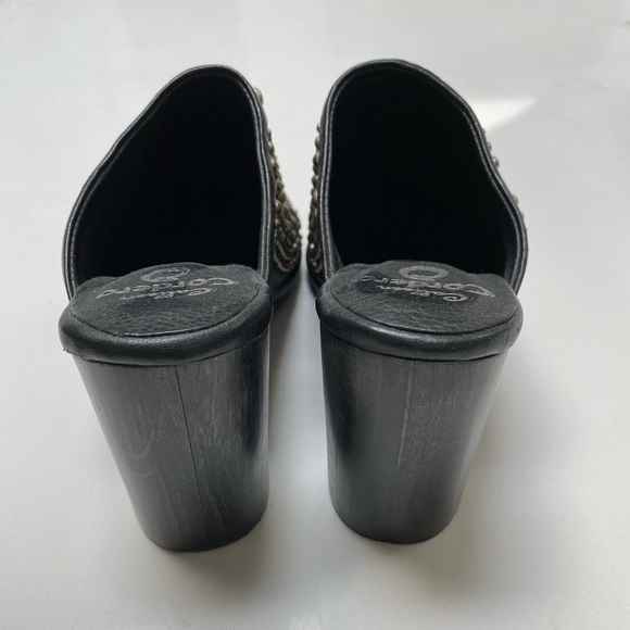 Calleen Cordero Black Studded Clog Wedges - Picture 3 of 4